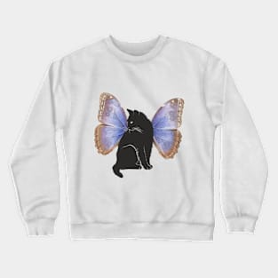 Black Cat With Butterfly Wings Crewneck Sweatshirt